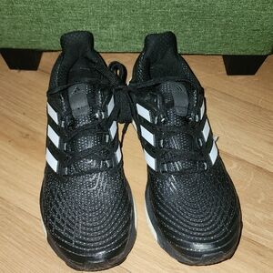 Adidas Mens Black Sneakers with White Stripes
